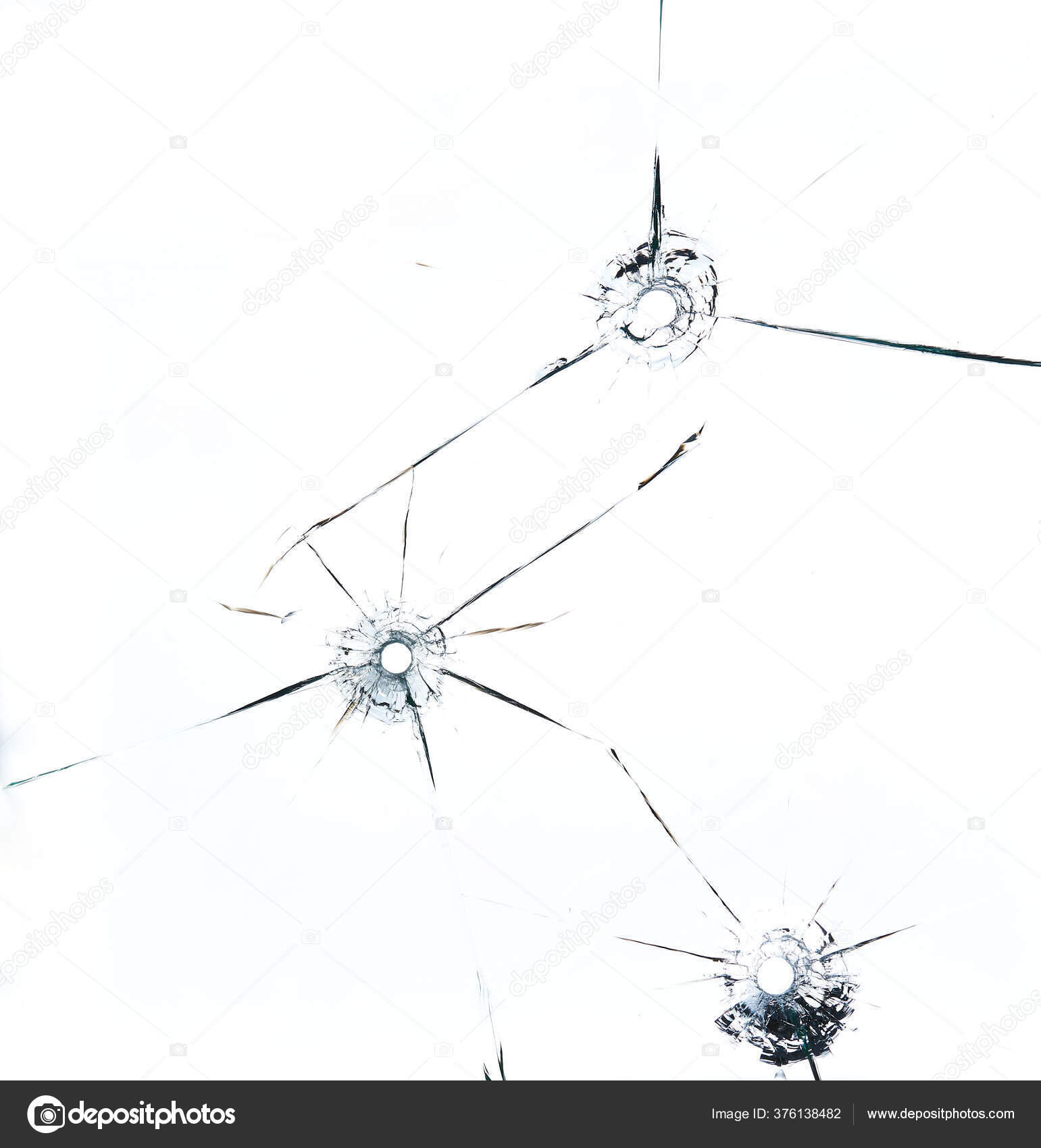 Three Bullet Hole Glass Close White Background Stock Photo by ©sandsun  376138482