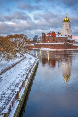 Vyborg. - Rusya. Adadaki kale. Kış başları.