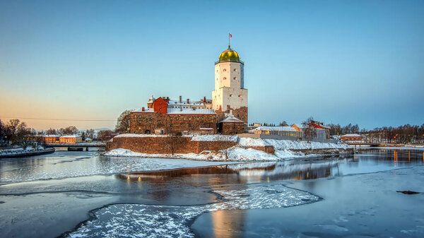 Vyborg. Russia. Castle on the island. Early winter.