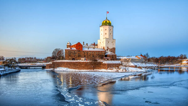 Vyborg. Russia. Castle on the island. Early winter.