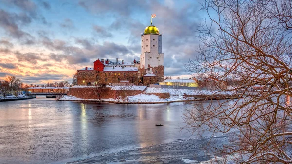 Vyborg Rusland Kasteel Het Eiland Vroege Winter — Stockfoto