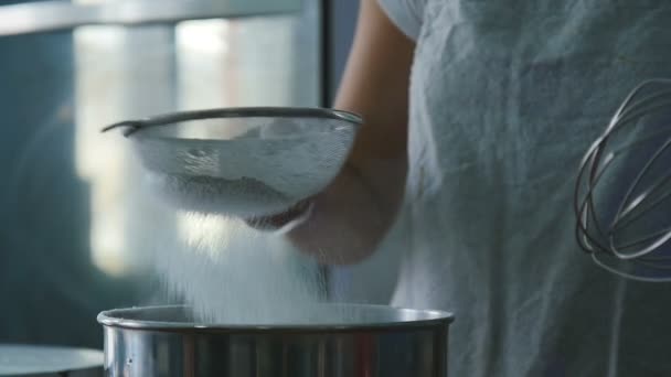 Sifting flour make — Stock Video