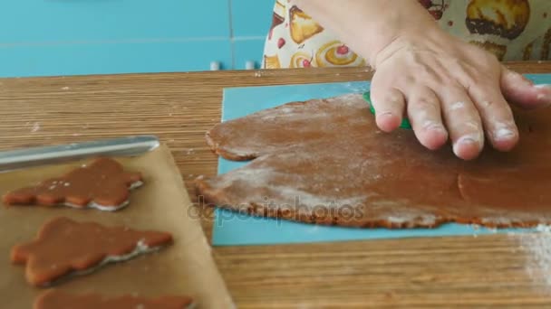 Konditor bereitet weihnachtlichen Lebkuchen zu — Stockvideo