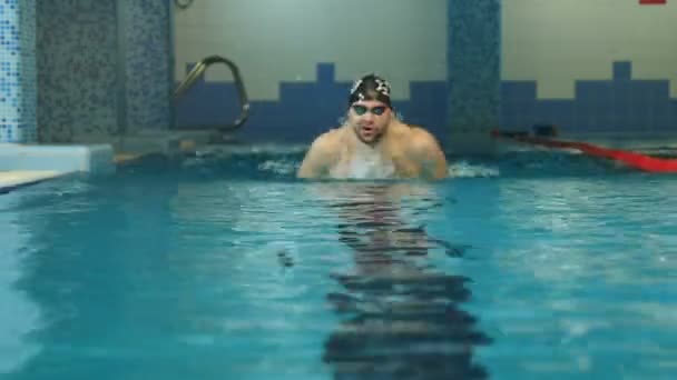 Energie Homme Natation dans la piscine Eau — Video