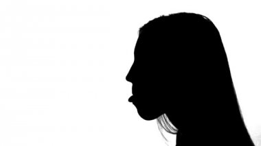 Kadın ifade palyaçoluk ve onun dilini siluet göster