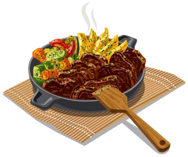 kavrulmuş et ve sebze