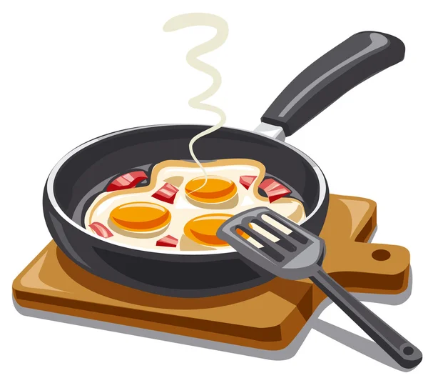 Fried eggs with bacon — Stock Vector