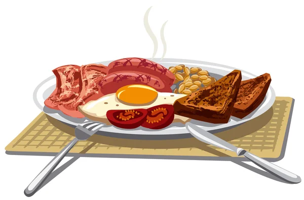 Traditional english breakfast — Stock Vector