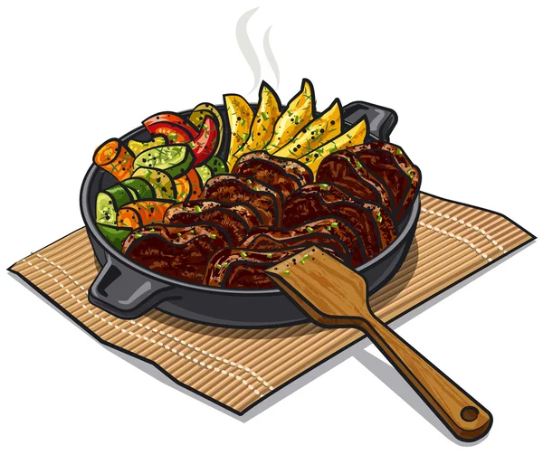 Roasted meat and vegetables — Stock Vector