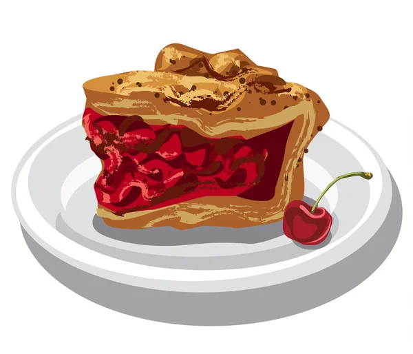 Slice of cherry pie — Stock Vector