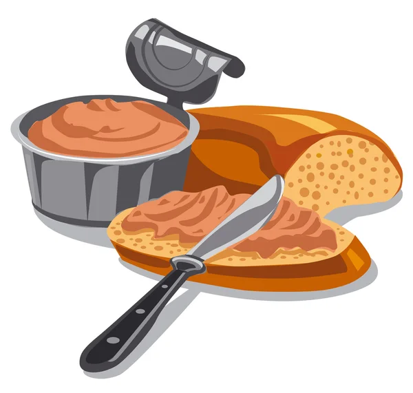 Meat pate on sliced bread — Διανυσματικό Αρχείο