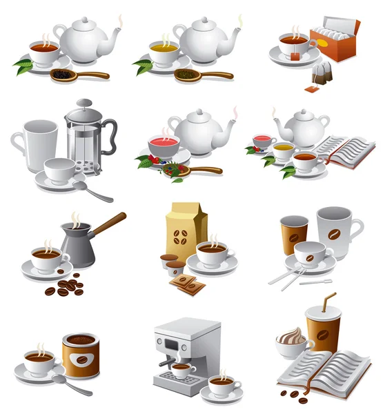 Coffee and tea drinks — Stock Vector