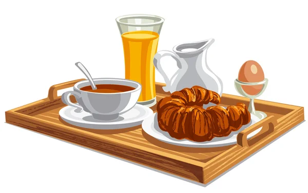 Breakfast on tray in hotel — ストックベクタ