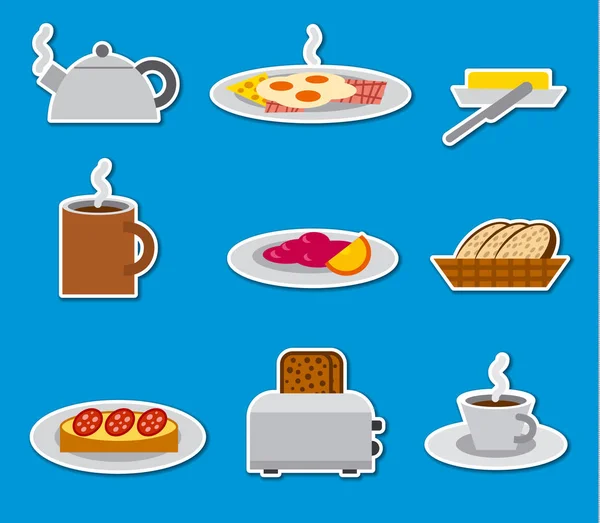 Autocollants et badges petit déjeuner — Image vectorielle