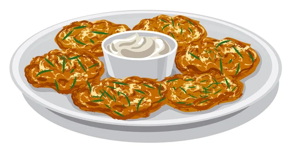 Potato pancakes with sauce — Stock Vector