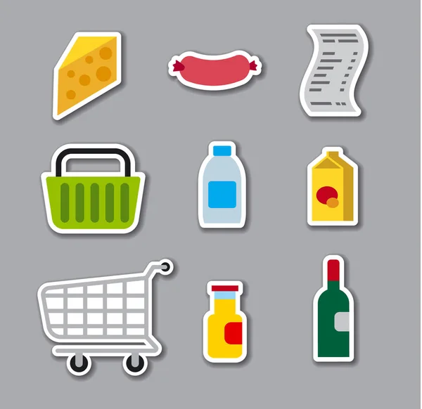 Pegatinas de supermercado de comestibles — Vector de stock