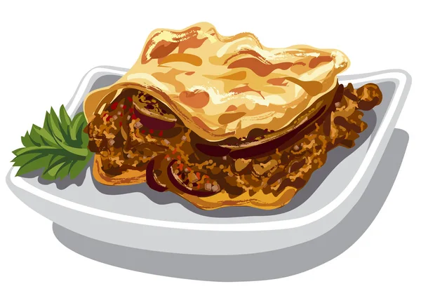 Moussaka plat cuit au four — Image vectorielle