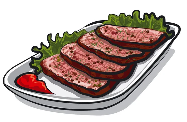 Rôti de bœuf tranché — Image vectorielle