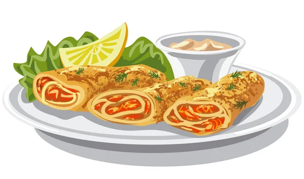 Panqueques con Salmón — Vector de stock