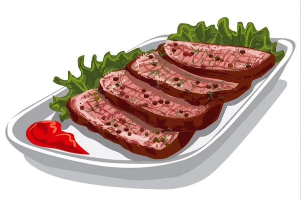 Carne asada con salsa — Vector de stock