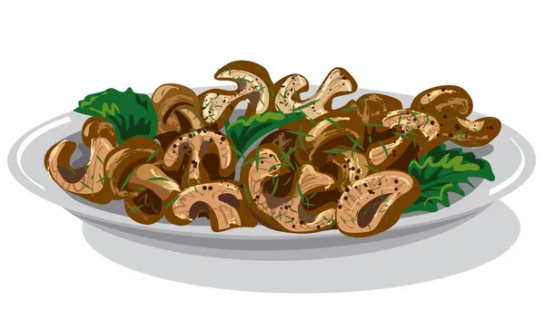 Champignons rôtis cuits — Image vectorielle