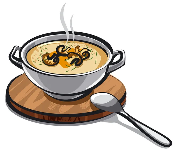 Mushroom cream soup — Stock Vector