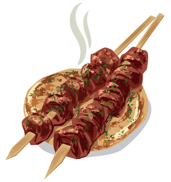 Kéab de carne a la parrilla — Vector de stock