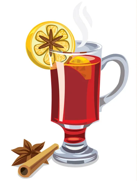 Hot mulled wine — Stock Vector