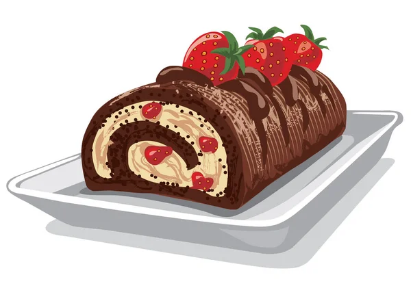 Gâteau aux fraises au chocolat — Image vectorielle