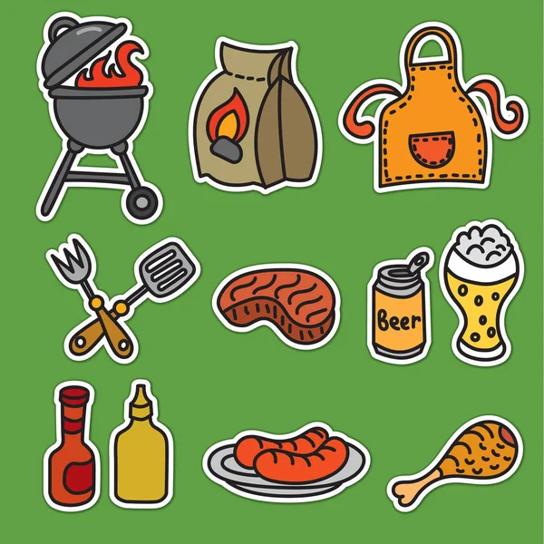 Barbecue piknik naklejki — Wektor stockowy