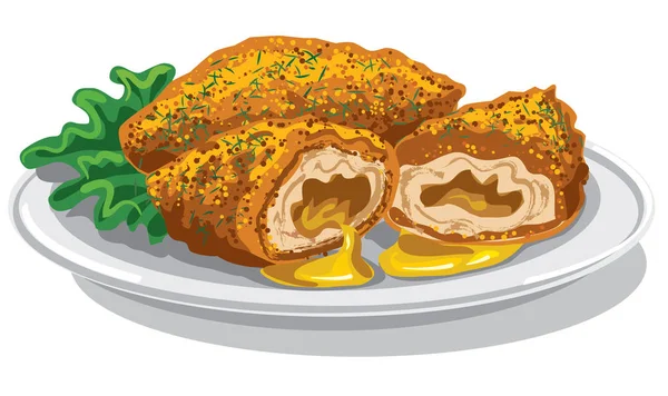 Escalopes de poulet kiev panées — Image vectorielle