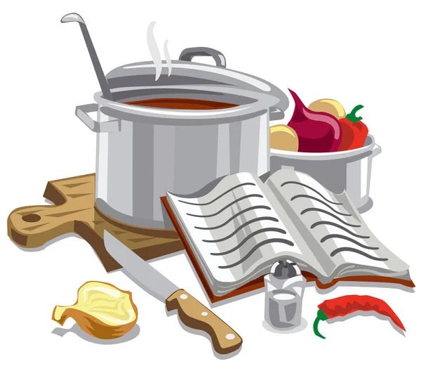 Illustration cooking soup — Stock Vector