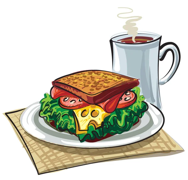 Sandwich mit Wurst — Stockvektor