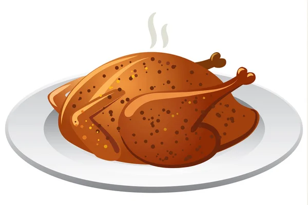 Gebraden kip gebakken — Stockvector