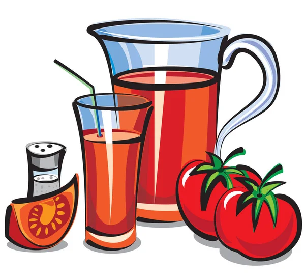 Zumo de tomate fresco — Vector de stock