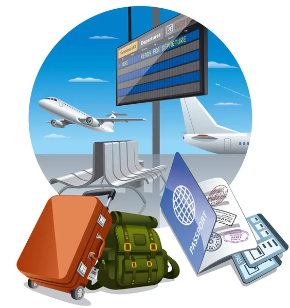 Airport arrival departure — Stock Vector
