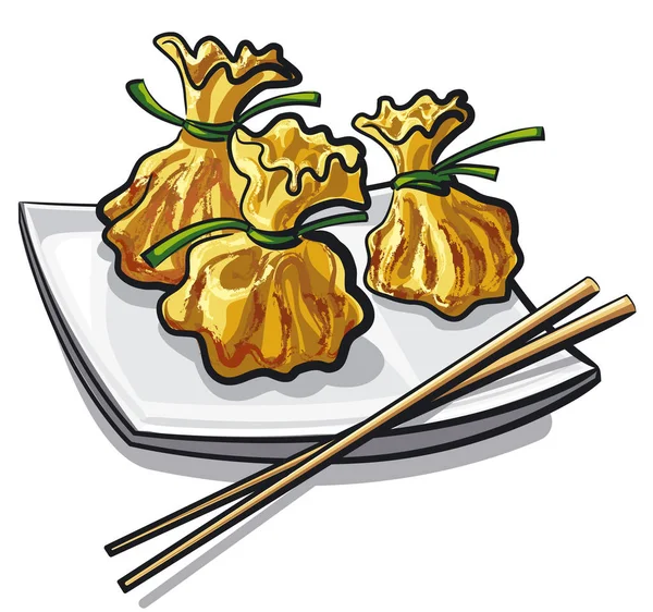 Dumplings al vapor chinos — Vector de stock