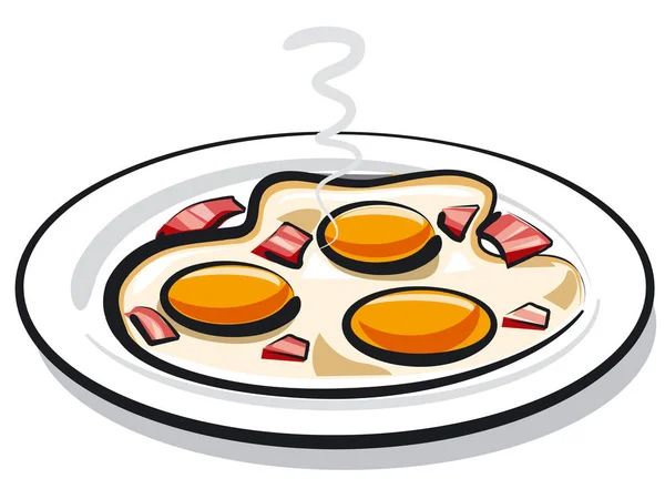 Fried eggs with bacon — Stock Vector