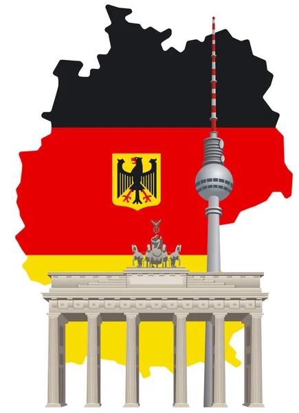 Niemieckie zabytki i mapy — Wektor stockowy