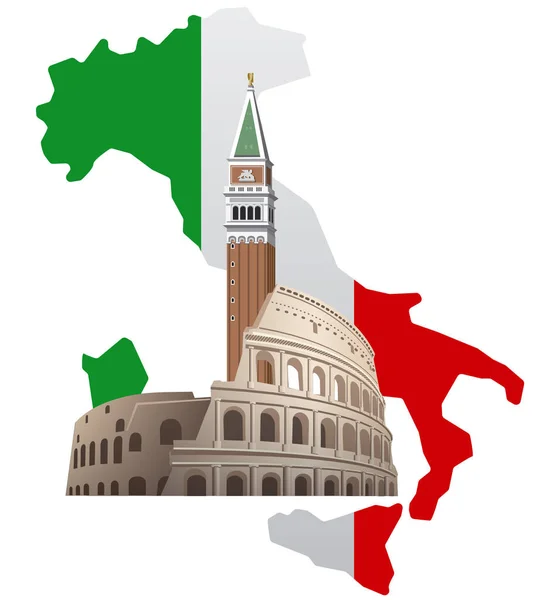 Италия с картой — стоковый вектор
