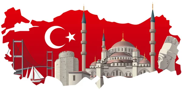 Turkish famous landmarks — Stock Vector