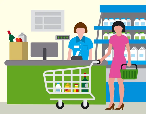 Supermarket shopping food — Stock Vector