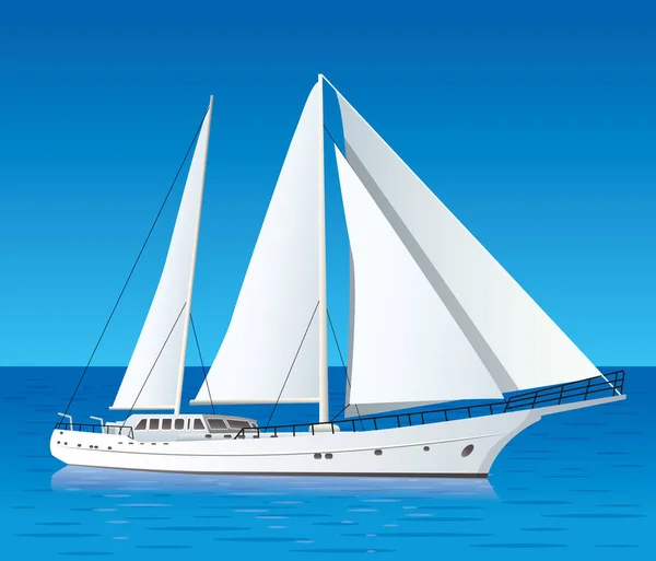 Luxus yacht vitorlás a tengeren — Stock Vector