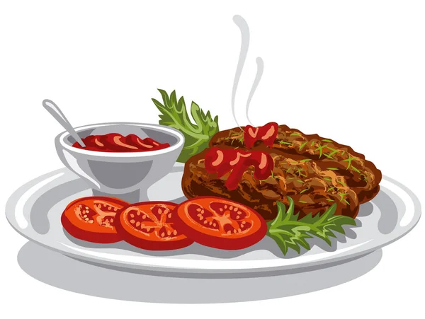 Hambúrgueres com molho de tomate — Vetor de Stock