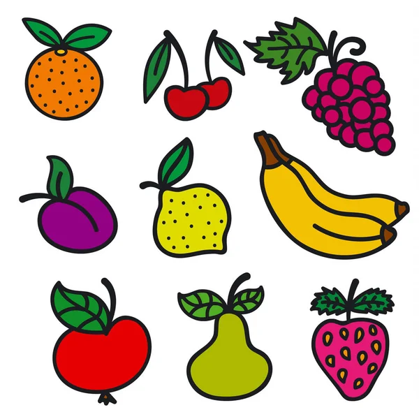 Fruit en bessen pictogrammen — Stockvector