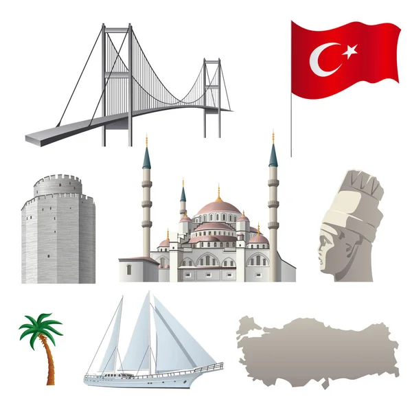 Turkish famous landmarks — Stock Vector