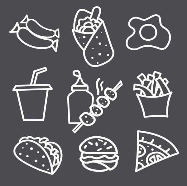 Харчові ікони та знаки монохромні — стоковий вектор