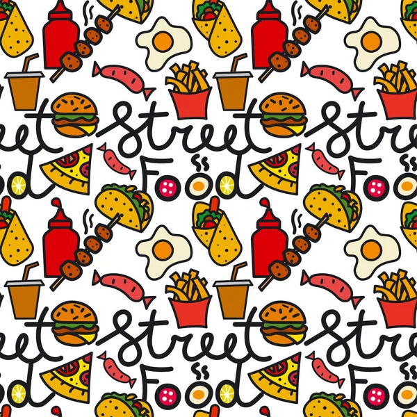 street food seamless pattern