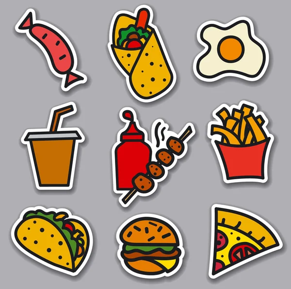Street food stickers — Stock Vector