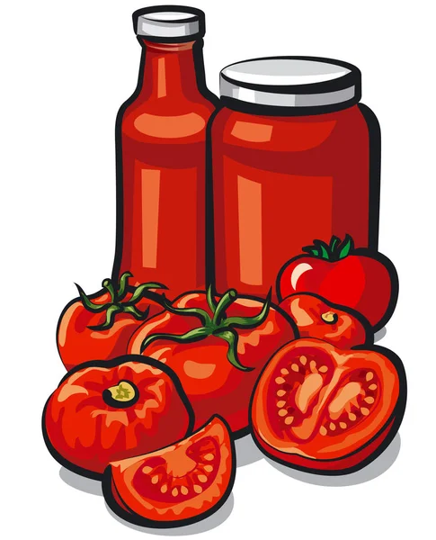 Tomater och tomatsås — Stock vektor
